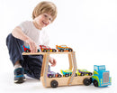 Melissa & Doug Mega Race-Car Carrier - Wooden Tractor and Trailer With 6 Unique Race Cars-6
