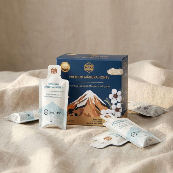 NAKI Manuka Honey UMF 15+ Single Serve 10 Sachets Snap Packs