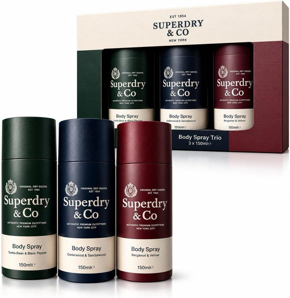  Superdry & Co Body Spray Trio 3 x 150ml men’s fragrance gift set
