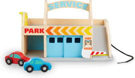 Melissa & Doug Service Station Parking Garage With 2 Wooden Cars and Drive-Thru Car Wash - 0