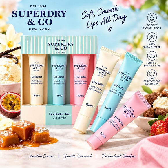  Superdry shea butter lip balm set for dry lips
