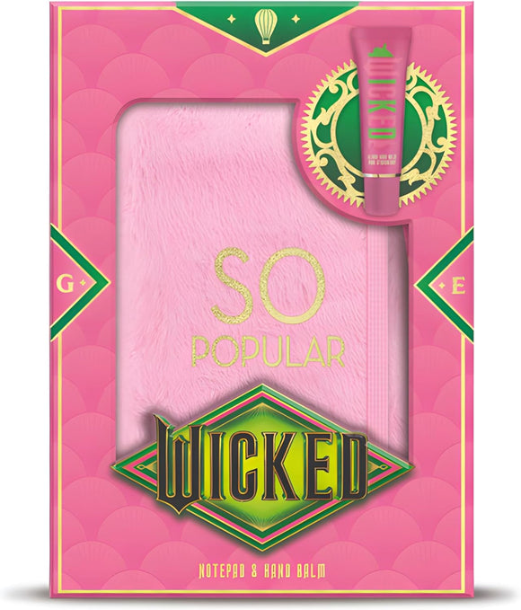 Wicked “So Popular” Gift Set – Pink Furry Notebook & Hand Balm