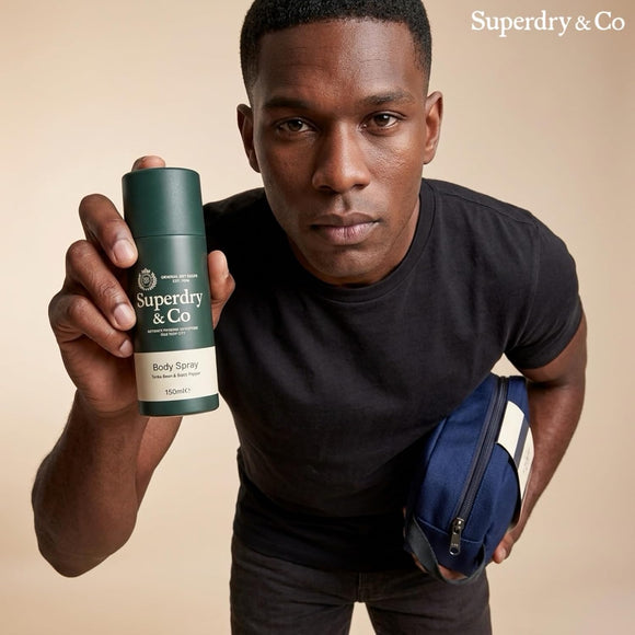  Superdry & Co men's grooming kit with Tonka Bean and Black Pepper fragrance
