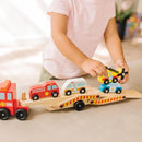 Melissa & Doug Wooden Emergency Vehicle Carrier, Magnetic Wooden Cars & Truck Toy-7