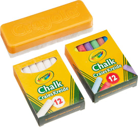 Crayola Chalk and Duster Set of 24 Multicoloured Chalk Sticks and Eraser