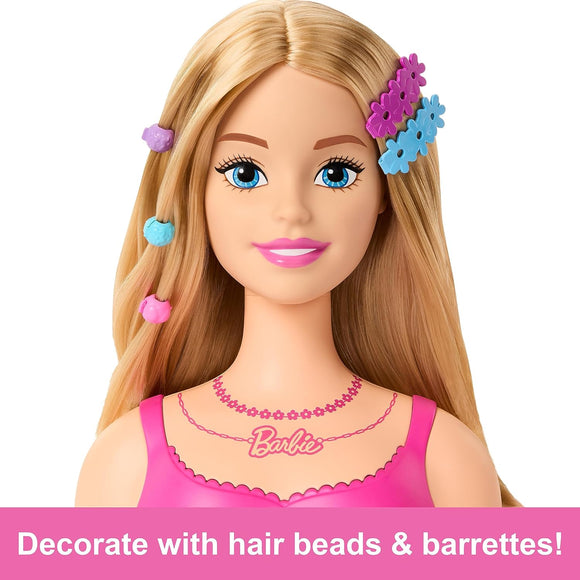 Barbie Doll Styling Head, Blond Hair with 20 Colorful Accessories, Doll Head for Hair Styling