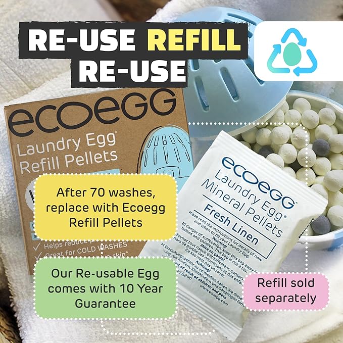 Ecoegg Laundry Egg - Detergent and Fabric Conditioner Replacement Fresh Linen 70 Wash, Pack of 1 - 0