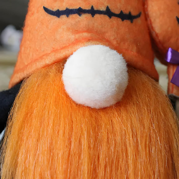 Spooky Cute! Set of 2 Halloween Gnome Couple | Jack-O'-Lantern Hat Plush Decor