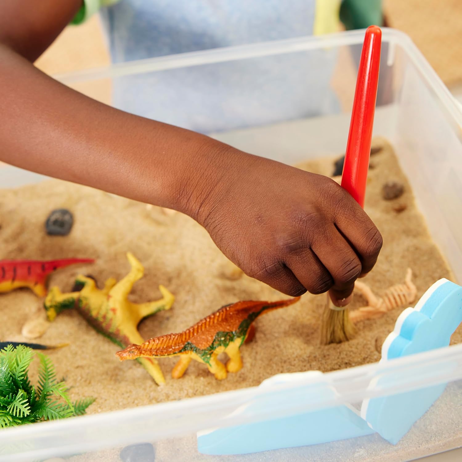 Creativity for Kids Sensory Bin Dinosaur Dig – Sand Play Set with Dinosaur Figures, Fossils, Tools & Accessories – Imaginative Sensory Play