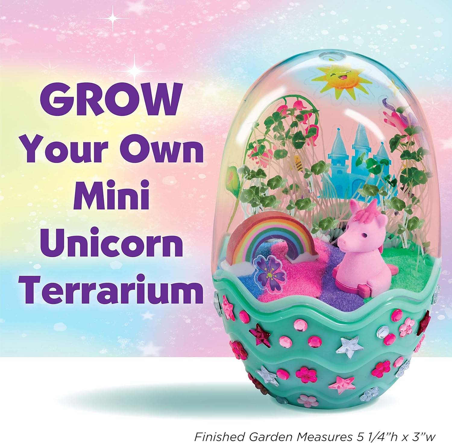Creativity for Kids Mini Garden Unicorn Kit – Grow Your Own Chia Seed Garden Sand, Stickers, Gems & Unicorn Figurines – Magical Gardening Craft for Kids Ages 6+ - 0