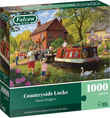  Falcon Countryside Locks 1000 piece adult jigsaw puzzle canal scene
