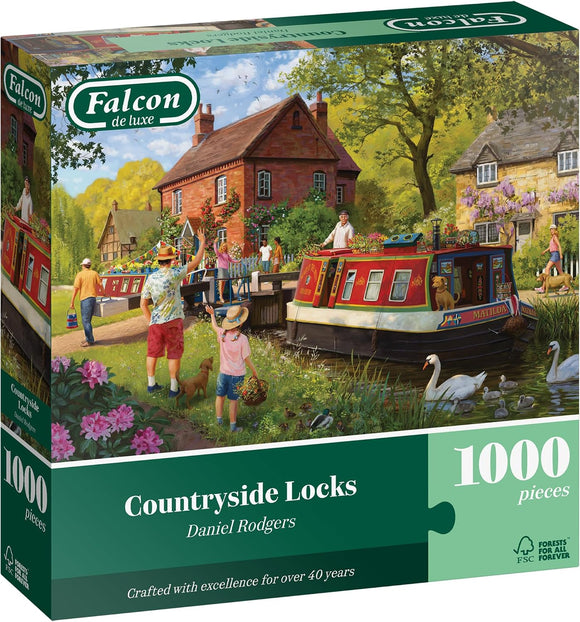  Falcon Countryside Locks 1000 piece adult jigsaw puzzle canal scene
