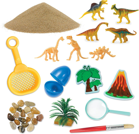 Creativity for Kids Sensory Bin Dinosaur Dig – Sand Play Set with Dinosaur Figures, Fossils, Tools & Accessories – Imaginative Sensory Play