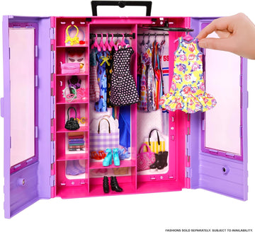 Barbie Fashionistas Ultimate Closet Accessory, Translucent Doors, Storage Spaces, Fold-out Rack, 6 Hangers, Great Gift for 3 Years Old & Up - 0