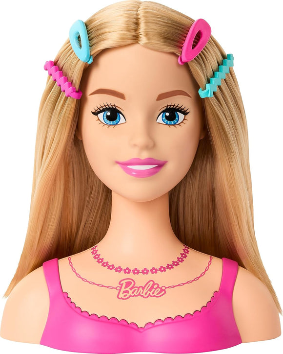 Barbie Doll Styling Head, Blond Hair with 20 Colorful Accessories, Doll Head for Hair Styling