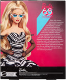 Barbie Signature Doll, 65th Anniversary Collectible with Blonde Hair, Black and White Gown, Sapphire Gem Earrings and Sunglasses, HRM58-8