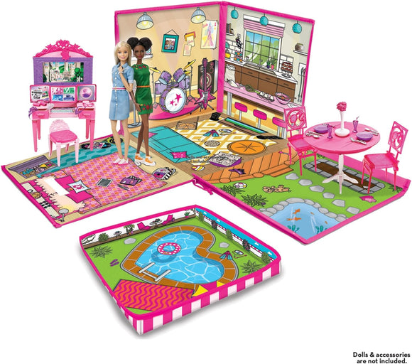 PETERKIN | Barbie Dreamhouse ZipBin: Storage for 40 Dolls and playmat!