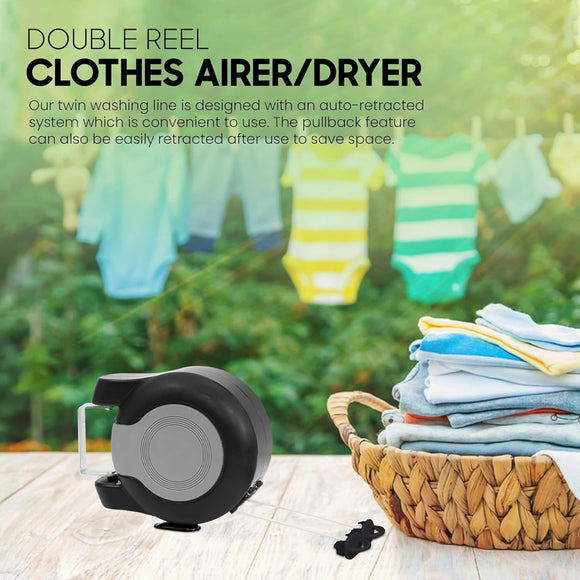 Retractable Washing Line, Dual 15-Meter Lines