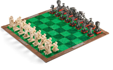 The Noble Collection Minecraft Chess Set with 3D pixel grass board
