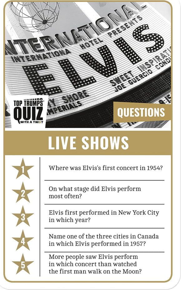 Top Trumps Elvis Presley Quiz Trivia Game, 500 questions