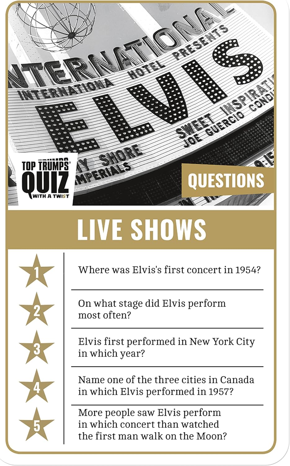 Top Trumps Elvis Presley Quiz Trivia Game, 500 questions