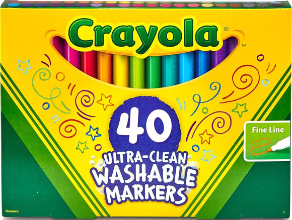  Crayola Ultra Clean Fine Line Washable Markers 40 count assorted colours
