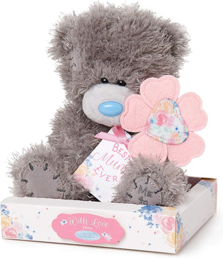 Mothers Day Gift Tatty Teddy with Embroidered Flower and 'Best Mum Ever' Tag