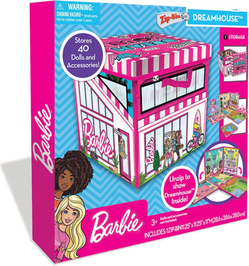 PETERKIN | Barbie Dreamhouse ZipBin: Storage for 40 Dolls and playmat!