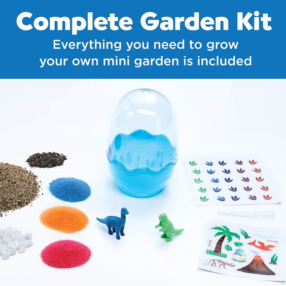 Creativity for Kids Mini Garden Dinosaur Kit – Grow Your Own Chia Seed Garden in 3-5 Days with Colorful Sand, Stickers & Dinosaur Figurines – STEM Gardening Craft for Kids Ages 6+