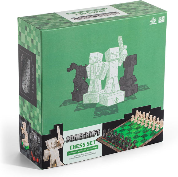  Minecraft chess set with detailed marbled stone and obsidian inspired pieces
