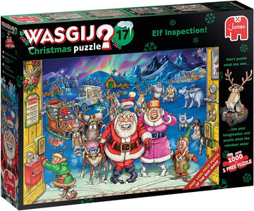Elf Inspection Christmas Jigsaw Puzzles 1000 Pieces Jumbo Wasgij  17 BOX DAMAGED