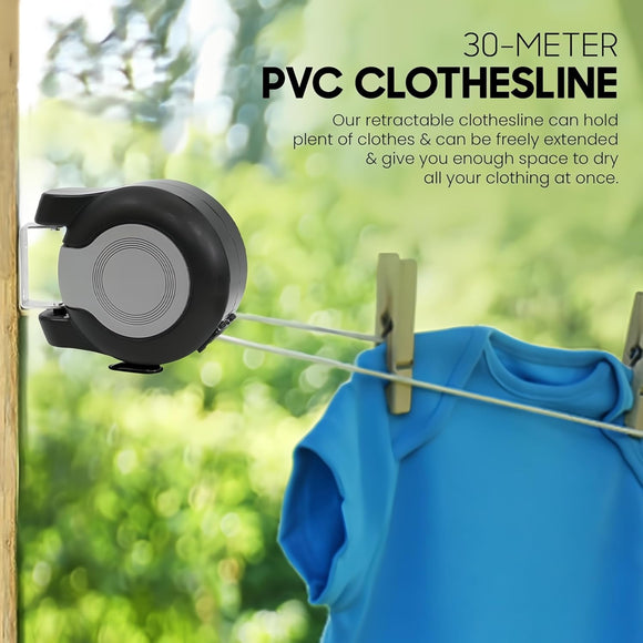 Retractable Washing Line, Dual 15-Meter Lines