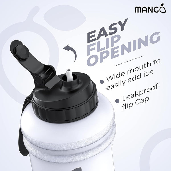 MANGO 2.2L Water Bottle With Straw and Time Markings - BPA Free Xl Jug