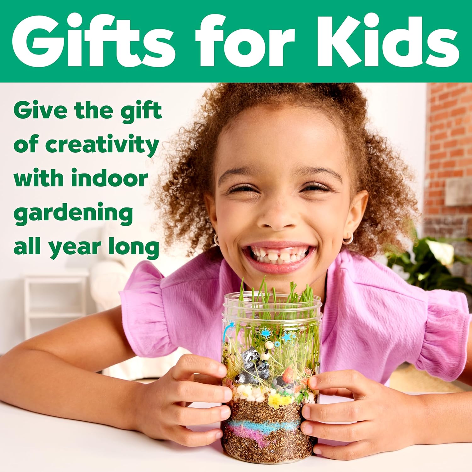 Creativity for Kids Grow ‘N Glow Terrarium Kit – DIY Miniature Garden with Glow-in-The-Dark Stickers, Figurines & Chia Seeds – Grow in 3-4 Days, STEM Gardening Craft for Kids Ages 6+