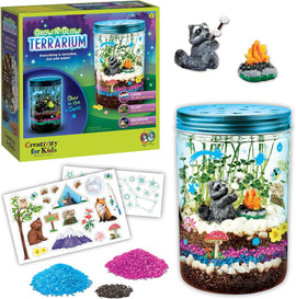 Creativity for Kids Grow ‘N Glow Terrarium Kit – DIY Miniature Garden with Glow-in-The-Dark Stickers, Figurines & Chia Seeds – Grow in 3-4 Days, STEM Gardening Craft for Kids Ages 6+