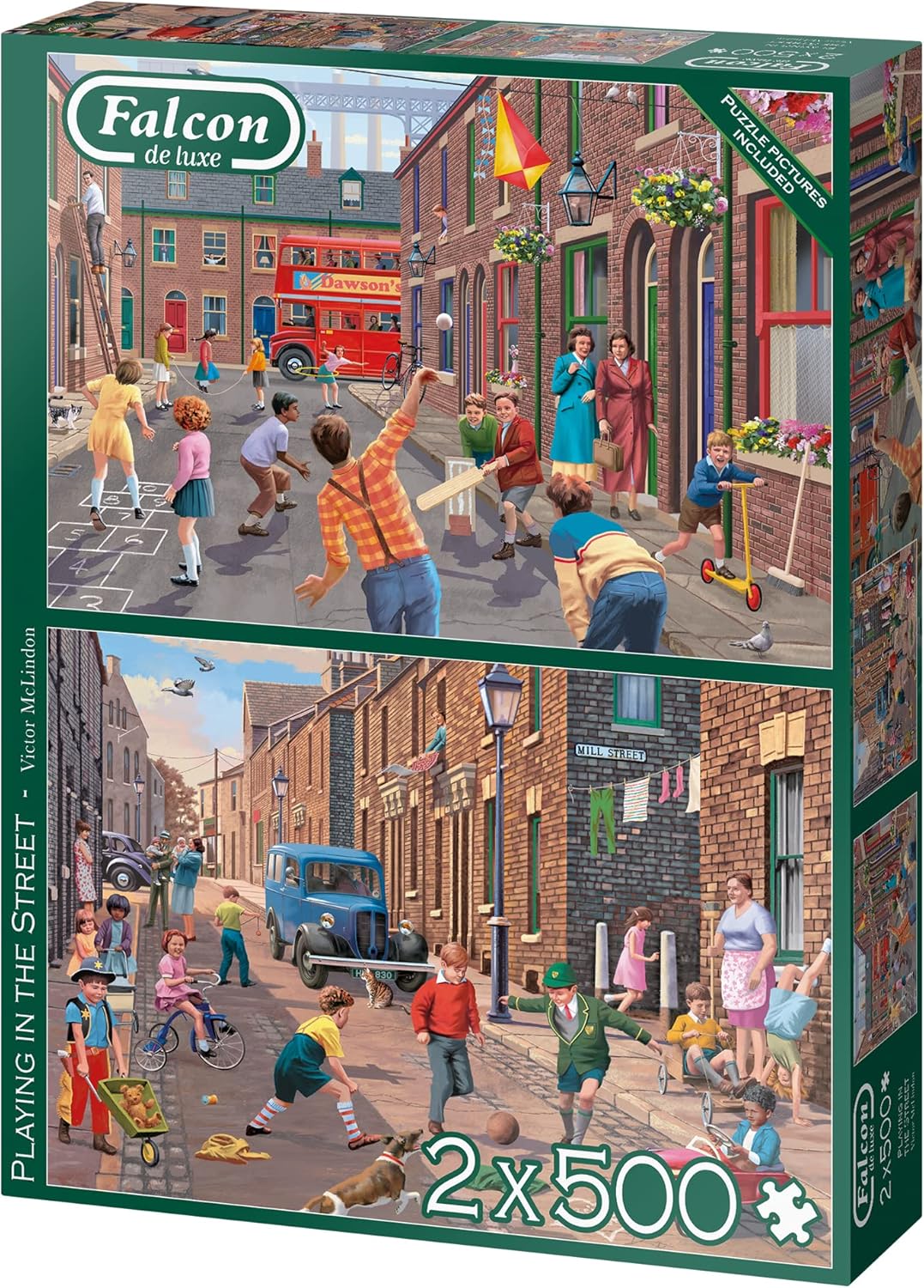 Jumbo, Falcon de luxe - Playing in the Street, Jigsaw Puzzles Adults, Multicolor, 2 x 500 piece