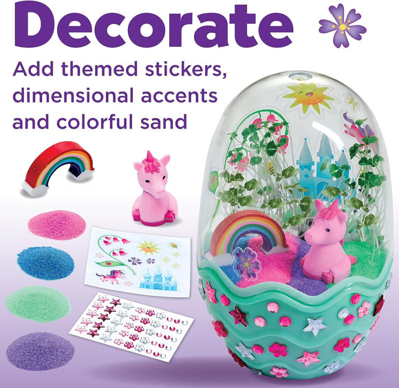 Creativity for Kids Mini Garden Unicorn Kit – Grow Your Own Chia Seed Garden Sand, Stickers, Gems & Unicorn Figurines – Magical Gardening Craft for Kids Ages 6+