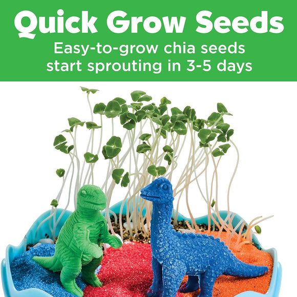Creativity for Kids Mini Garden Dinosaur Kit – Grow Your Own Chia Seed Garden in 3-5 Days with Colorful Sand, Stickers & Dinosaur Figurines – STEM Gardening Craft for Kids Ages 6+