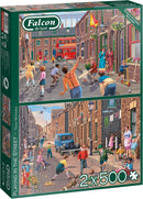 Jumbo, Falcon de luxe - Playing in the Street, Jigsaw Puzzles Adults, Multicolor, 2 x 500 piece-1