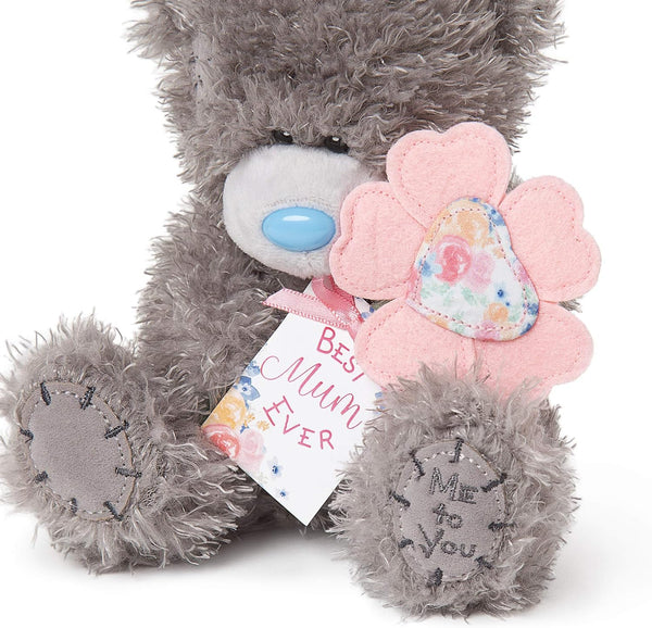 Mothers Day Gift Tatty Teddy with Embroidered Flower and 'Best Mum Ever' Tag