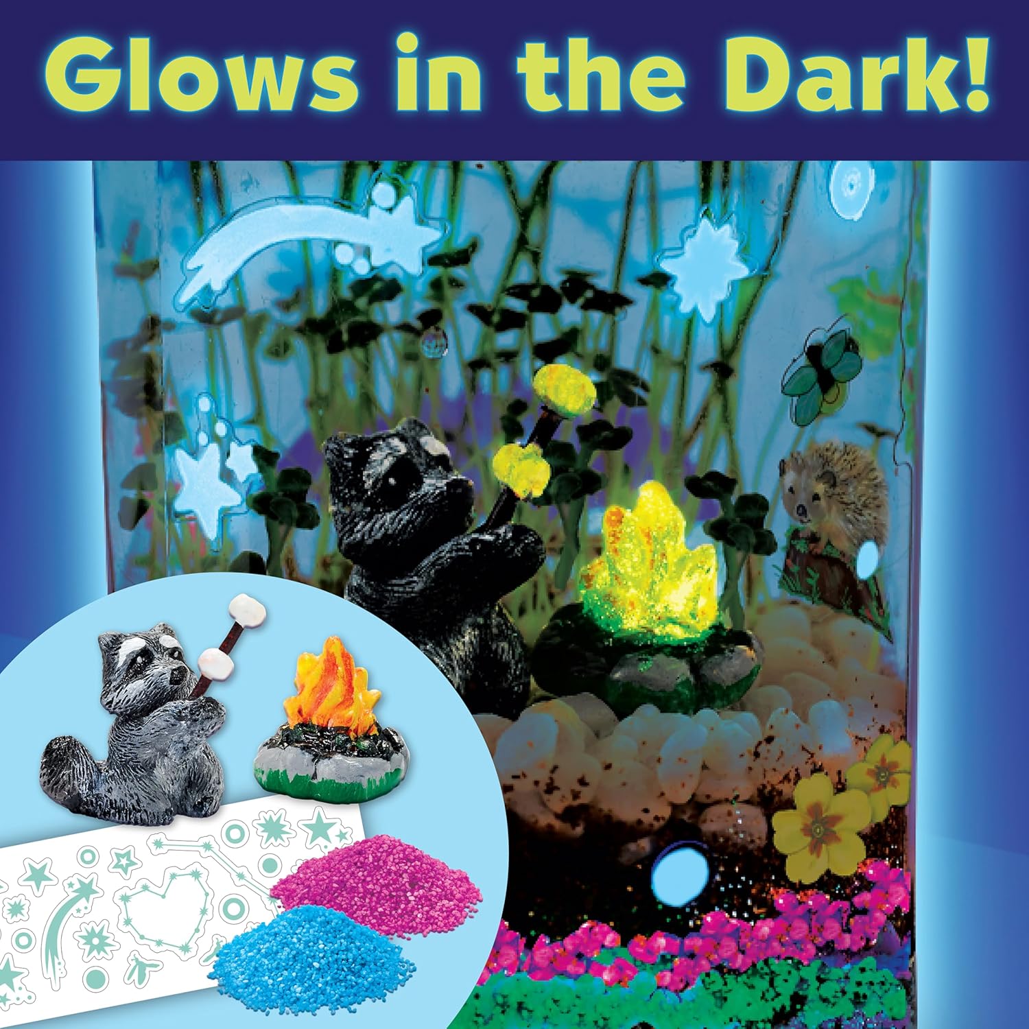 Creativity for Kids Grow ‘N Glow Terrarium Kit – DIY Miniature Garden with Glow-in-The-Dark Stickers, Figurines & Chia Seeds – Grow in 3-4 Days, STEM Gardening Craft for Kids Ages 6+