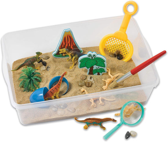 Creativity for Kids Sensory Bin Dinosaur Dig – Sand Play Set with Dinosaur Figures, Fossils, Tools & Accessories – Imaginative Sensory Play