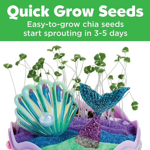 Creativity for Kids Mini Garden Mermaid Kit - Grow Your Own Chia Seed Garden Sand, Stickers, Sparkly Pearls & Mermaid Figurines Ages 6+