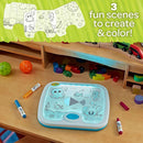 Kids sensory activity board with Crayola shape clings and markers
