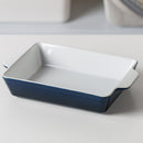 Ceramic Baking Dish Set, Blue and White, Rectangular, 3 Piece Nesting Set with Handles, 17cm to 31cm-6