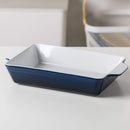 Ceramic Baking Dish Set, Blue and White, Rectangular, 3 Piece Nesting Set with Handles, 17cm to 31cm-7