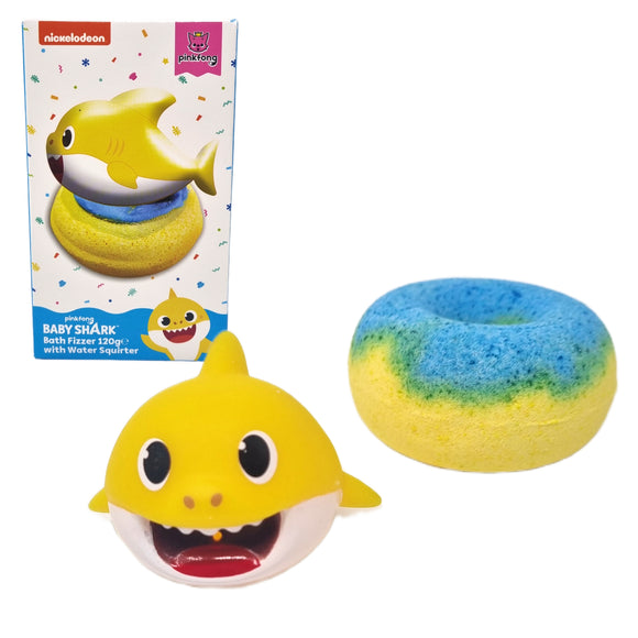 Baby Shark Bath Fizzer with Surprise Water Squirter Toy – Fun Kids Bath Bomb Gift (120g)