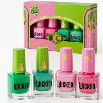 Wicked Nail Polish Collection Gift Set 4 Colours 2 Pink 2 Green Glossy Finish