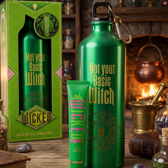 Wicked Gift Set "Not Your Basic Witch" Green 750m Water Bottle & Lip Balm