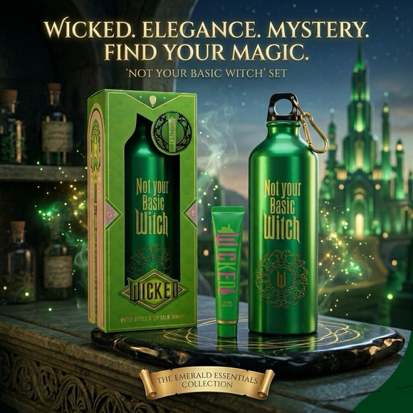 Wicked Gift Set "Not Your Basic Witch" Green 750m Water Bottle & Lip Balm